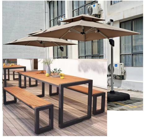 户外桌椅+配套遮阳伞